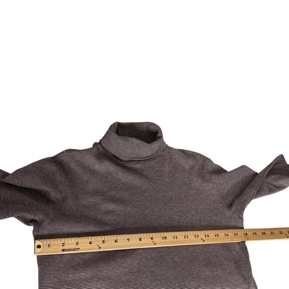 Uniqlo Soft Touch Cotton Burgundy Striped Turtleneck Long Sleeve Top Womens XS‎ - Picture 5 of 9